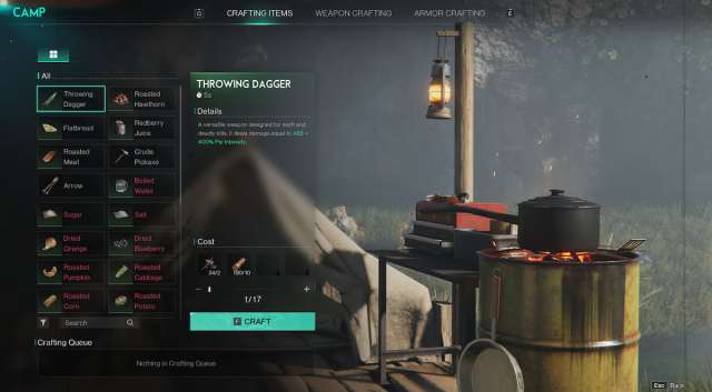 Campsite crafting menu in Once Human.