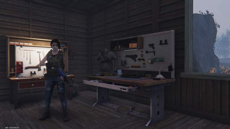 Once Human player standing next to the Gear Workbench.