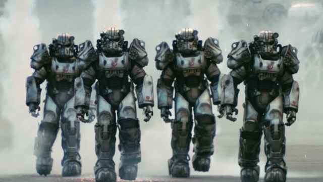 An image of the Brotherhood of Steel Knights from the Fallout television series