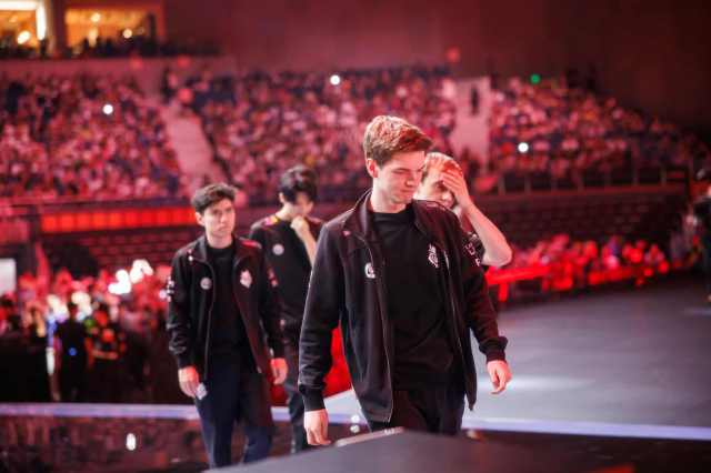 Mihael "Mikyx" Mehle of G2 Esports is seen on stage after being defeated by T1 during MSI Bracket Stage.