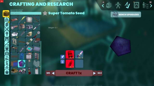 Super Tomato Seeds crafting recipe in Abiotic Factor