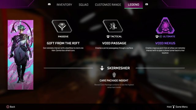 Alter abilities listed in Firing Range
