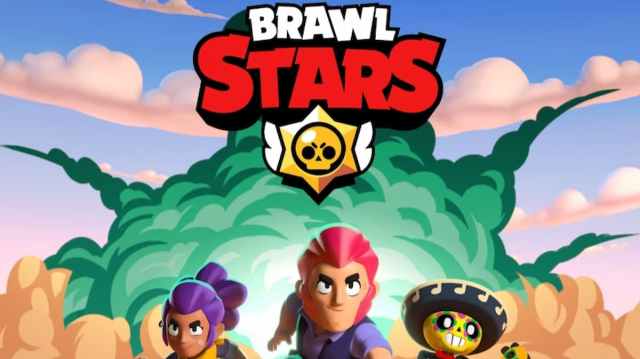 Brawl Stars promo art where three characters are running away from an explosion