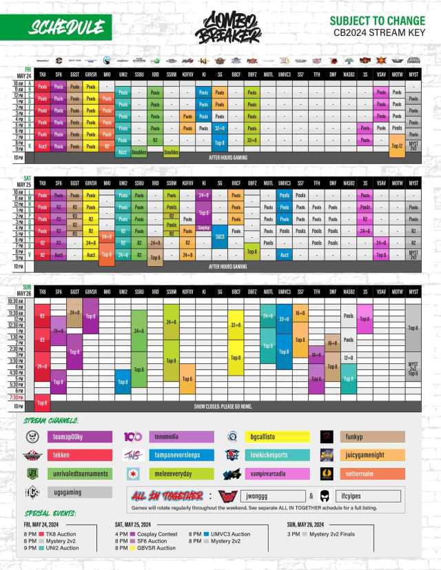 Full Combo Breaker 2024 schedule.