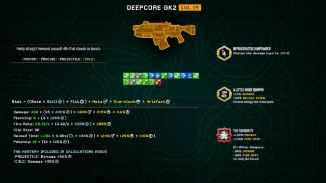 The Weapon Menu in Deep Rock Galactic Survivor.