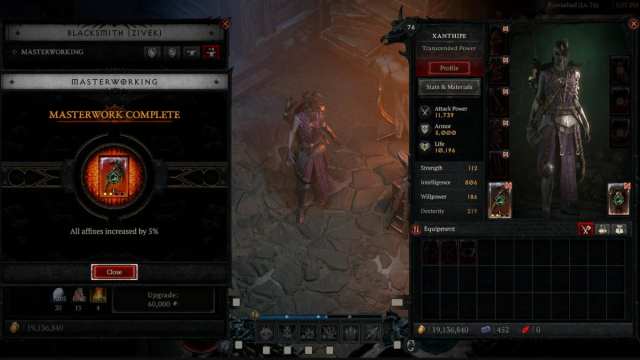 An example of Masterworking in Diablo 4.