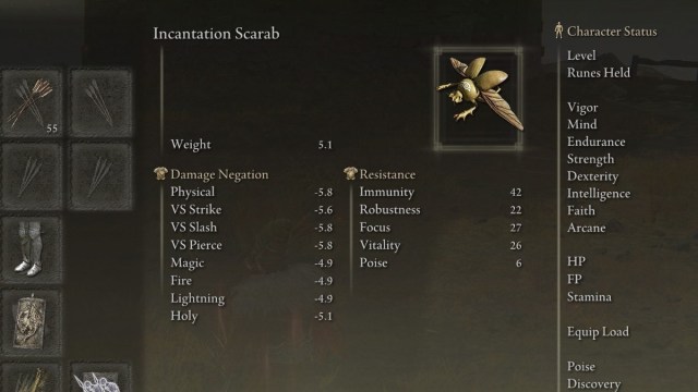 The Incantation Scarab item in Elden Ring.