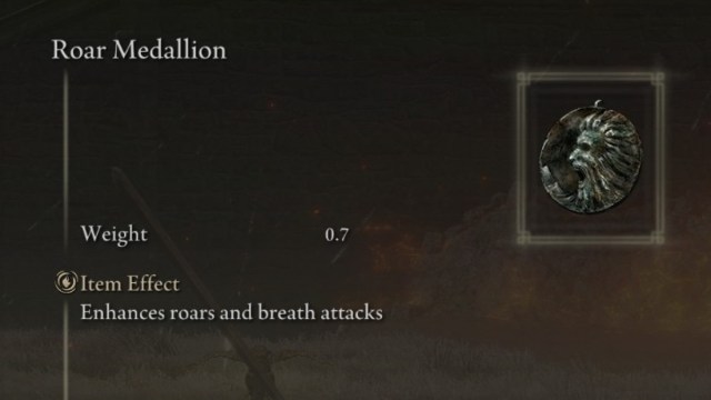 The Roar Medallion in Elden Ring, as shown in the inventory.