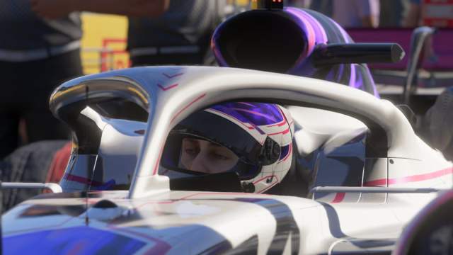 A custom character behind the wheel in F1 24.