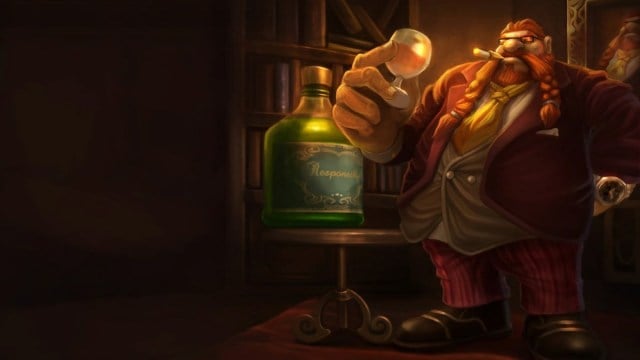 Gragas sipping wine in an exquisite suit.