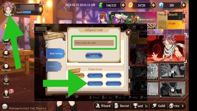 How to redeem codes in Fairy Tail Fierce Fight