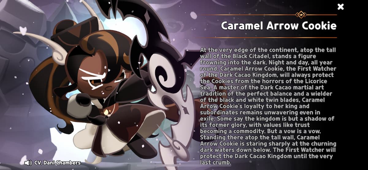 An in game image of Caramel Arrow Cookie from Cookie Run Kingdom