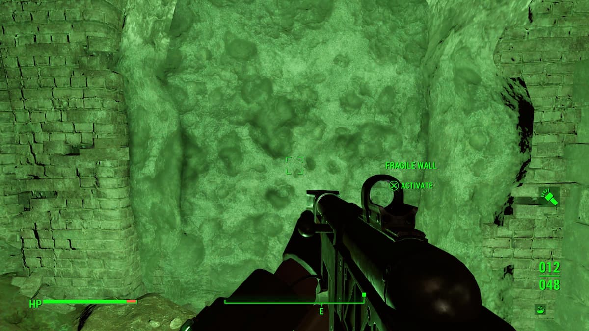 An in game screenshot of a weak wall from Fallout 4