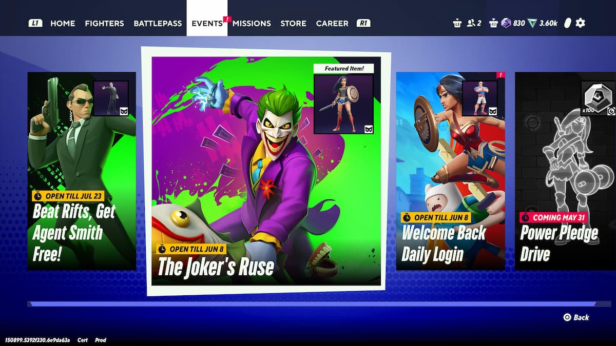 An in game image of The Joker's Ruse event banner in MultiVersus