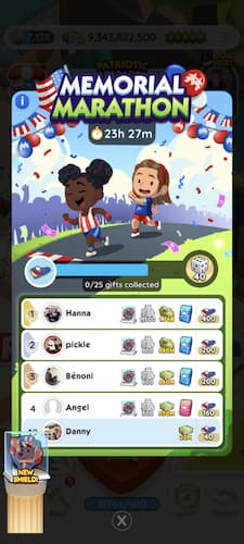Memorial Marathon Monopoly GO leaderboard