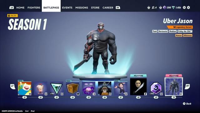 Uber Jason shown in the MultiVersus season one battle pass.