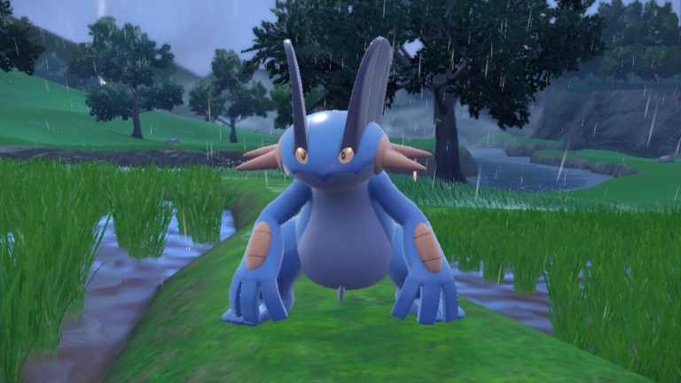 Swampert in the rain in Pokémon Scarlet and Violet.