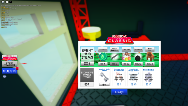 Roblox The Classic event tracker.