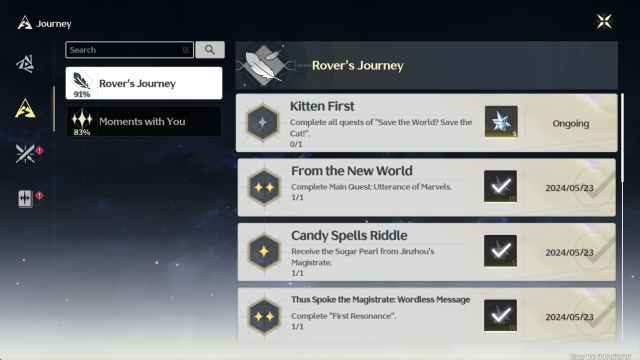 "Save the World? Save the Cat!" in Wuthering Waves achievements