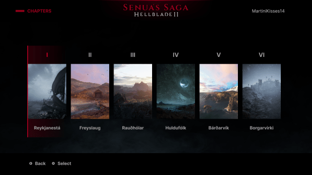 Hellblade 2 all chapters screen