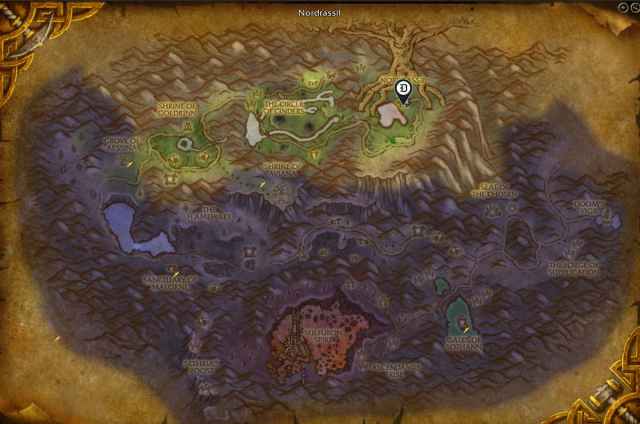Guardians of Hyjal quartermaster location marked on the Hyjal map in WoW