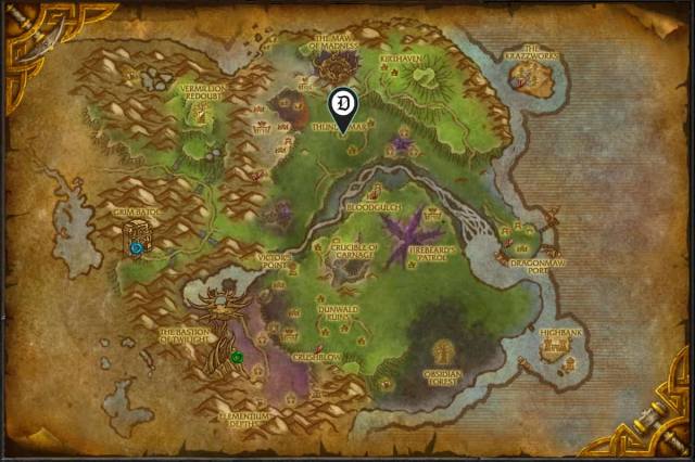 Map of Twilight Highlands, showing the exact location of Wildhammer Clan quartermaster