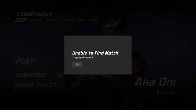 The new Unable to Find Match error in XDefiant