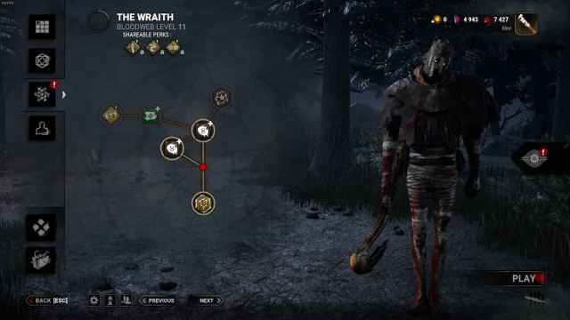 The Wraith bloodweb levels in Dead by Daylight.