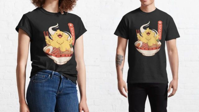 Chunky Chocobo Ramen tshirt on redbubble