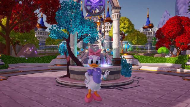 Daisy Duck arriving in Disney Dreamlight Valley.