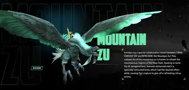 Mountain Zu Mountain Dew mount in FFXIV Dawntrail