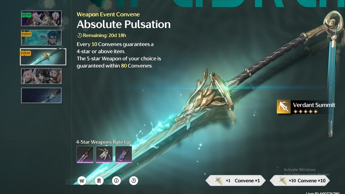 Limited weapon banner in Wuthering Waves.