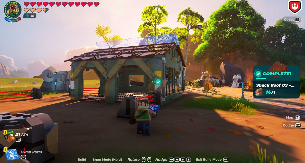 A Rebel Guided Build in progress in LEGO Fortnite.