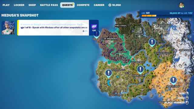 Medusa's Snapshot quests in Fortnite.