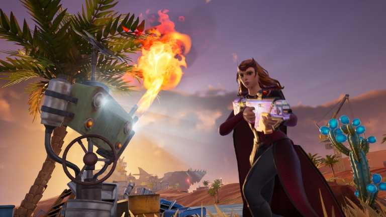 Scarlet Witch activating a Wastelander Challenge in Fortnite.