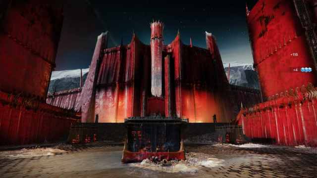 The Scarlet Keep, as seen from Sorrow's Harbor in Destiny 2