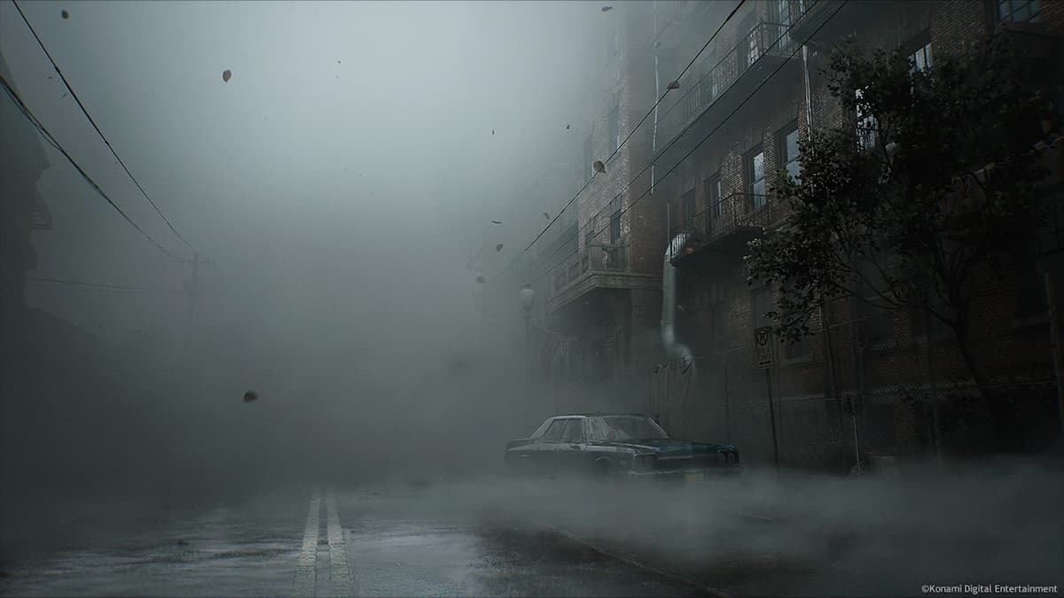An image of an abandoned car from the Silent Hill 2 remake