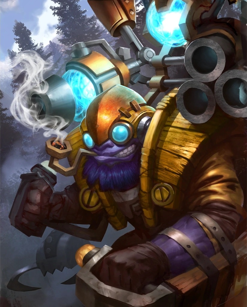 Tinker, a gnome-like figure in a battle suit, prepares for battle in Dota 2.