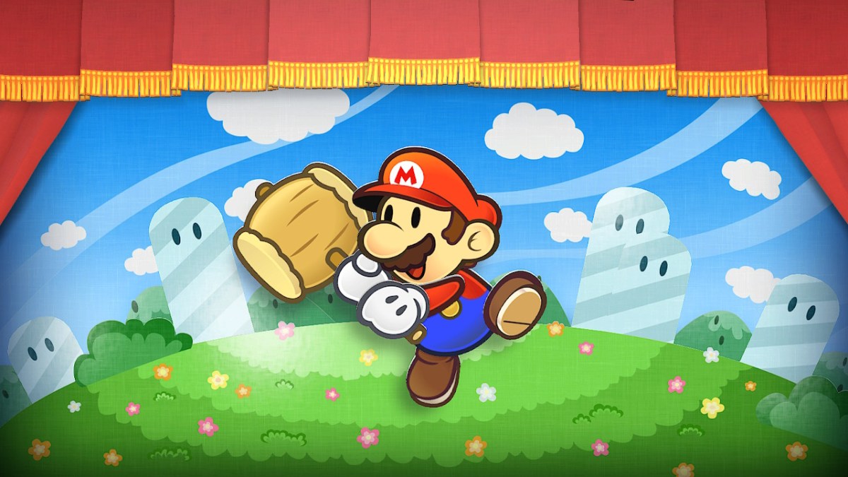 Mario and his hammer in Paper Mario: The Thousand-Year Door