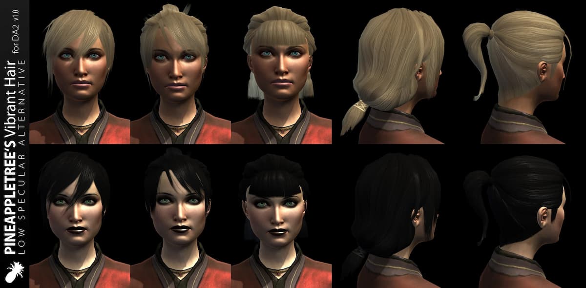 An image of altered hair from a Dragon Age II mod
