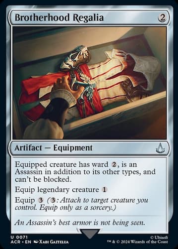 Armor and equipment in a chest from Assassin's Creed MTG
