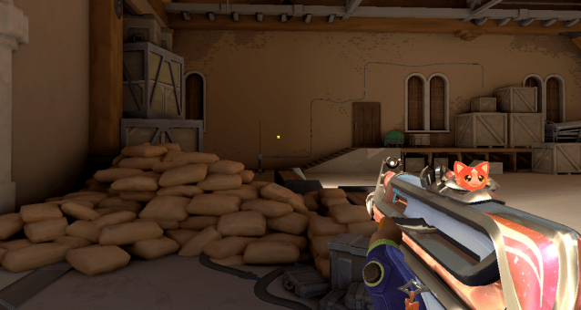 A screenshot of the X crosshair in VALORANT's shooting range