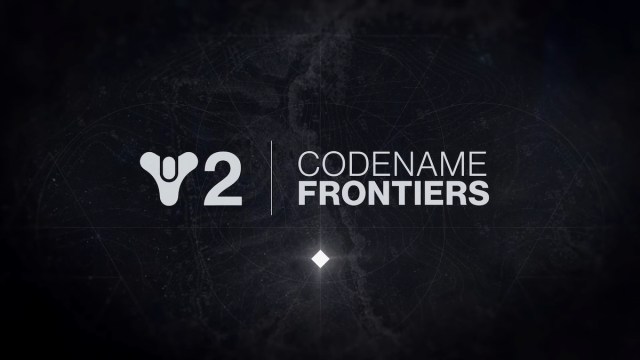 A black title with the Destiny 2 logo and "codename frontiers" written next to it.