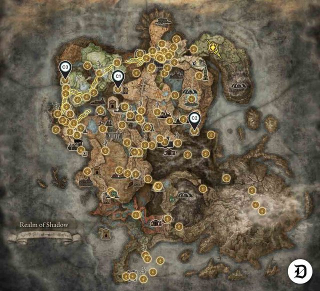 Elden Ring DLC with all Catacombs mapped