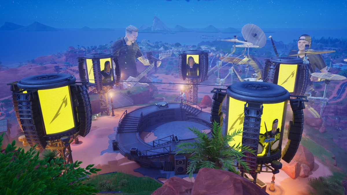 A screenshot of the Metallica Loot Island in Fortnite.