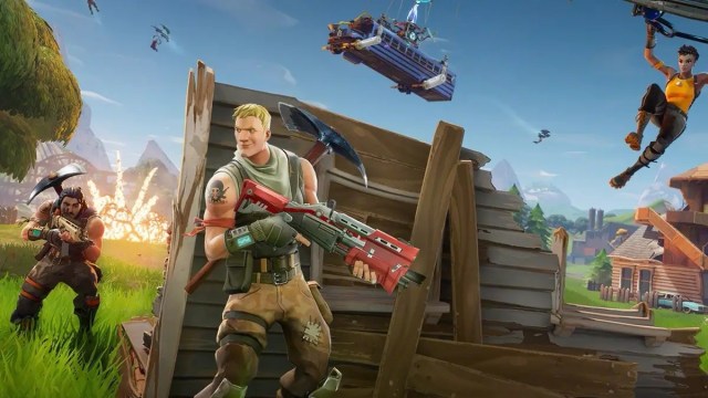 An image of a blonde character holding a shotgun in Fortnite