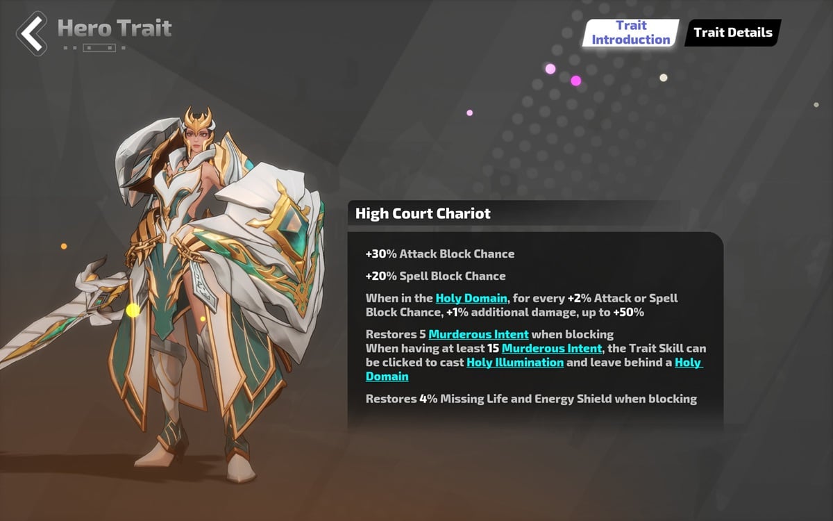 An image of High Court Chariot Rosa's description in Torchlight Infinite.