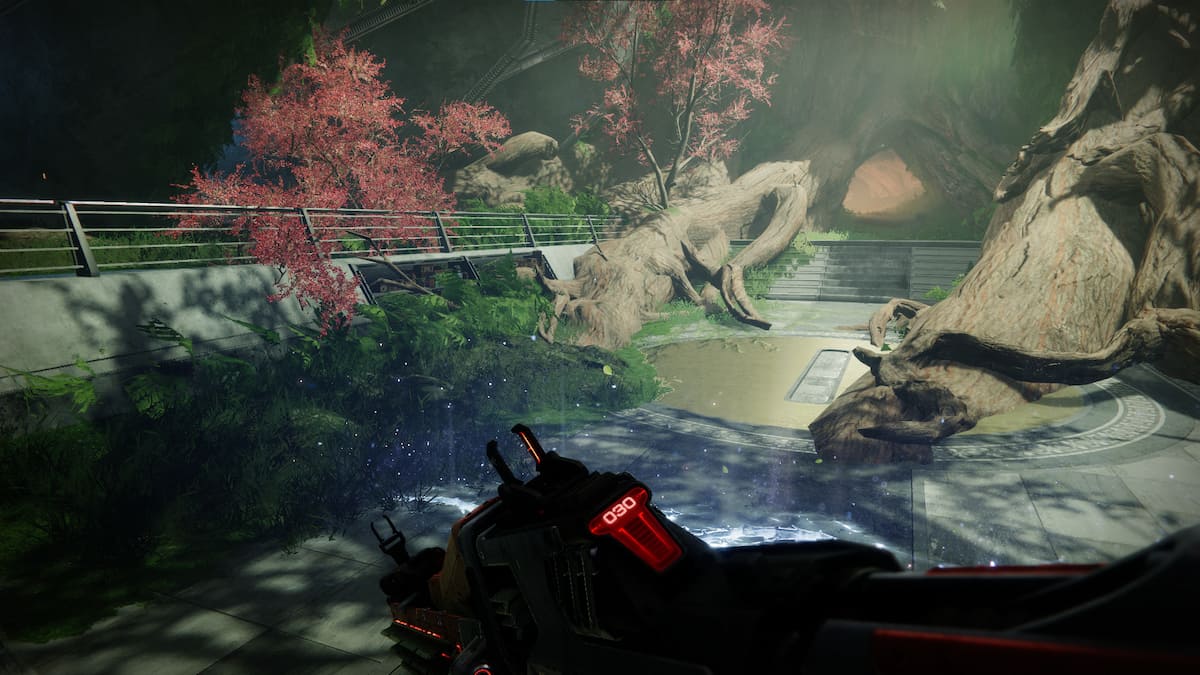How to complete Convalescence Greenery in Destiny 2, showing a character looking at grass and trees.