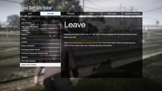 GTA Onlne pause menu