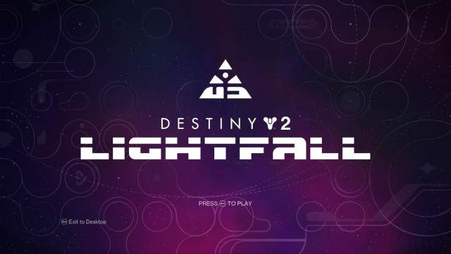 The menu screen for Lightfall, with the expansion's signature symbol and font heavily inspired by the 1980s.